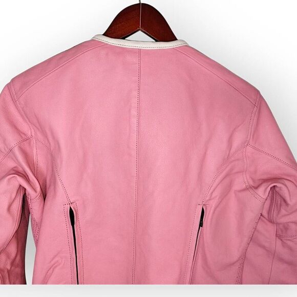 First Gear Womens Jacket Sz Small Petal Pink Faux Leather Pockets Biker Moto - Picture 5 of 16